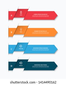 Infographic template with 4 arrows. Can be used for diagram, graph, chart, report, web design. Vector illustration