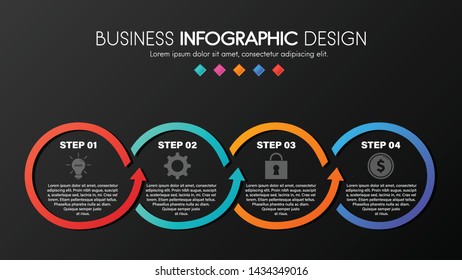 Infographic template with 4 circle elements. Vector