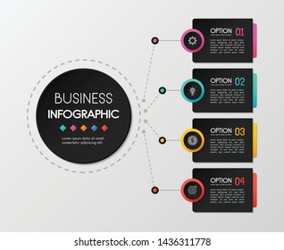 Infographic template with 4 circle elements. Vector