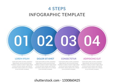 Infographic template with 4 circles with numbers, 4 steps infographics, workflow, process chart, vector eps10 illustration
