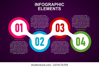 infographic template with 4 colorful steps for presentations, business and posters.