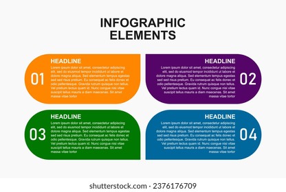 infographic template with 4 colorful steps for presentations, business and posters.