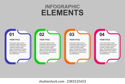 infographic template with 4 colorful steps for presentations, business and posters.