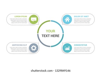 Infographic template with 4 elements, steps or options, process chart, circle diagram, vector eps10 illustration