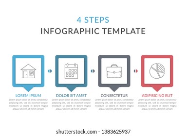 Infographic template with 4 elements for text and icons, can be used for web design, workflow layout, process chart, vector eps10 illustration