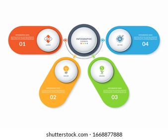 Infographic template with 4 options. Can be used as a chart, diagram, graph, workflow layout, for web, report, business infographics.