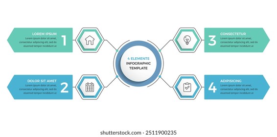 Infographic template with 4 options, diagram or mind map template, vector eps10 illustration