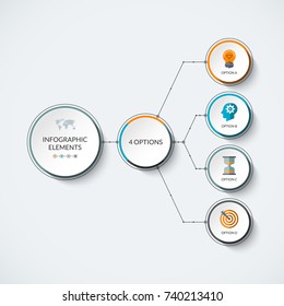 Infographic template with 4 options. Modern minimalistic vector banner. Can be used as a chart, thread diagram, graph, table, workflow layout for web, report, business presentation