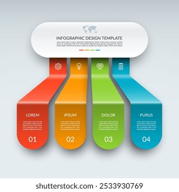 Infographic template with 4 options, parts. 4-step modern minimal vector banner. Can be used as a chart, diagram, graph, workflow layout, for web, report, business presentation.