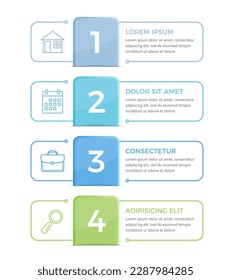 Plantilla infográfica con 4 opciones con lugar para sus iconos y texto, vectorial eps10 ilustración