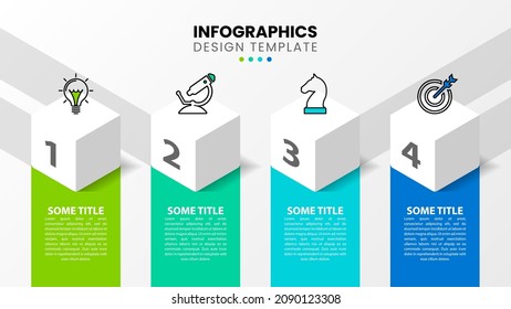 Infographic template with 4 options or steps. 3d cubes. Can be used for workflow layout, diagram, banner, webdesign. Vector illustration