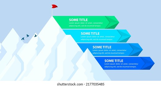 Infographic template with 4 options or steps. Mountain. Can be used for workflow layout, diagram, banner, webdesign. Vector illustration
