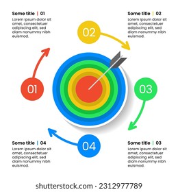 Plantilla de infografía con 4 opciones o pasos. Cartel. Se puede utilizar para diseño de flujo de trabajo, diagrama, banner, diseño web. Ilustración del vector