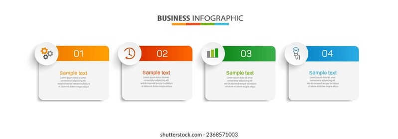 Infographic template with 4 options, steps, workflow, process chart. Can be used for workflow layout, diagram, annual report, web design, steps or processes 