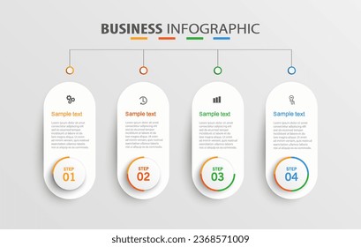 Infographic template with 4 options, steps, workflow, process chart. Can be used for workflow layout, diagram, annual report, web design, steps or processes 