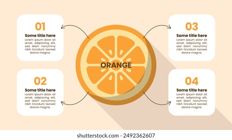 Infographic template with 4 options or steps. Orange. Can be used for workflow layout, diagram, banner, webdesign. Vector illustration
