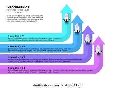 Infographic template with 4 options or steps. Arrow. Can be used for workflow layout, diagram, banner, webdesign. Vector illustration