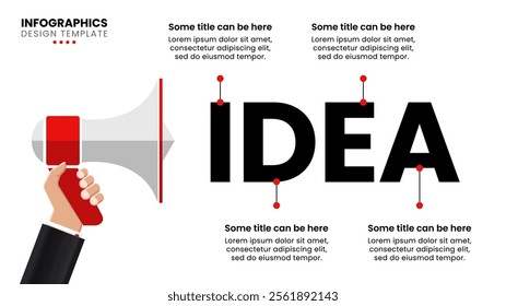Infographic template with 4 options or steps. Megaphone. Can be used for workflow layout, diagram, banner, webdesign. Vector illustration