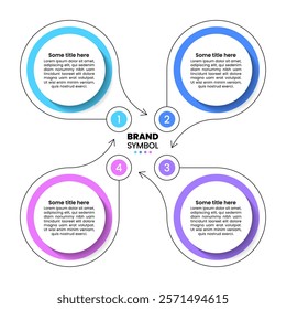 Infographic template with 4 options or steps. Circles. Can be used for workflow layout, diagram, banner, webdesign. Vector illustration