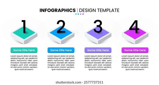 Infographic template with 4 options or steps. Isometric squares. Can be used for workflow layout, diagram, banner, webdesign. Vector illustration