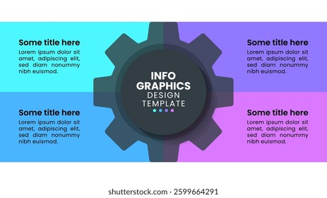 Infographic template with 4 options or steps. Gear. Can be used for workflow layout, diagram, banner, webdesign. Vector illustration