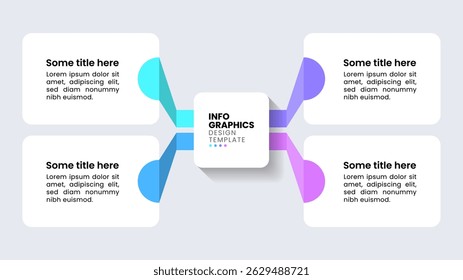 Infographic template met 4 opties of stappen. Kan worden gebruikt voor workflow lay-out, diagram, banner, webdesign. Vectorillustratie