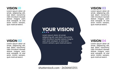 Infographic template with 4 options or steps. Visions. Can be used for workflow layout, diagram, banner, webdesign. Vector illustration