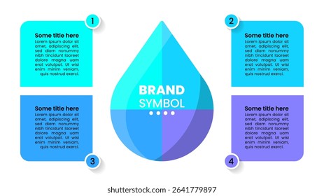 Infographic template with 4 options or steps. Water drop. Can be used for workflow layout, diagram, banner, webdesign. Vector illustration