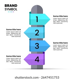 Infographic template with 4 options or steps. Signpost. Can be used for workflow layout, diagram, banner, webdesign. Vector illustration