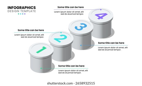 Plantilla de infografía con 4 opciones o pasos. Columnas. Se puede utilizar para el diseño del flujo de trabajo, diagrama, Anuncio, diseño web. Ilustración vectorial