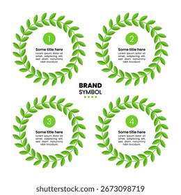 Infographic template with 4 options or steps. Green circles. Can be used for workflow layout, diagram, banner, webdesign. Vector illustration