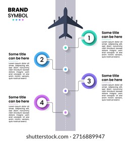 Plantilla de infografía con 4 opciones o pasos. Avión. Se puede utilizar para el diseño del flujo de trabajo, diagrama, Anuncio, diseño web. Ilustración vectorial