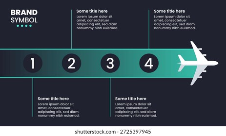 Infografik-Vorlage mit 4 Optionen oder Schritten. Flugzeug. Kann für Workflow-Layout, Diagramm, Banner, Webdesign verwendet werden. Vektorgrafik