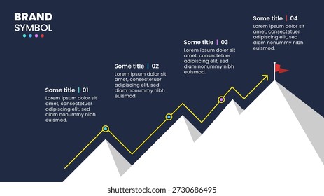 Infographic template with 4 options or steps. Mountain. Can be used for workflow layout, diagram, banner, webdesign. Vector illustration