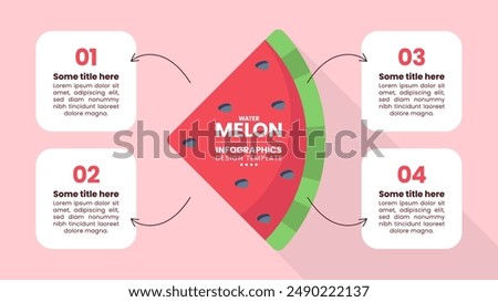 Infographic template with 4 options or steps. Watermelon. Can be used for workflow layout, diagram, banner, webdesign. Vector illustration