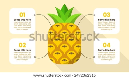 Infographic template with 4 options or steps. Pineapple. Can be used for workflow layout, diagram, banner, webdesign. Vector illustration
