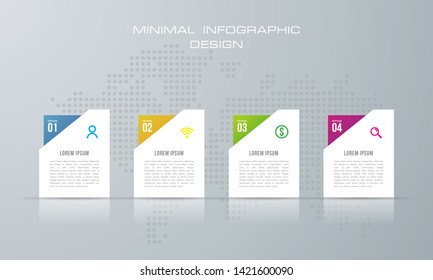Infographic template with 4 options, workflow, process chart,Timeline infographics design vector  can be used for workflow layout, diagram, annual report, web design, steps or processes. - Vector