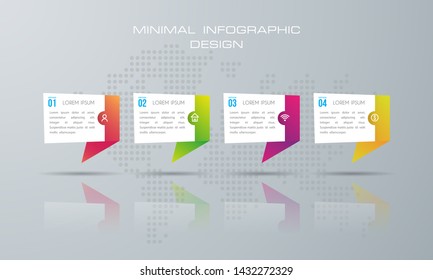 Infographic template with 4 options, workflow, process chart,Timeline infographics design vector can be used for workflow layout, diagram, annual report, web design, steps or processes. - Vector