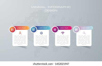 Infographic template with 4  options, workflow, process chart,Timeline infographics design vector can be used for workflow layout, diagram, annual report, web design, steps or processes. - Vector