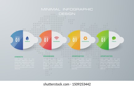 Infographic template with 4 options, workflow, process chart,Timeline infographics design vector can be used for workflow layout, diagram, annual report, web design, steps or processes. - Vector