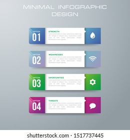 Infographic template with 4 options, workflow, process chart,Timeline infographics design vector can be used for workflow layout, diagram, annual report, web design, steps or processes. - Vector