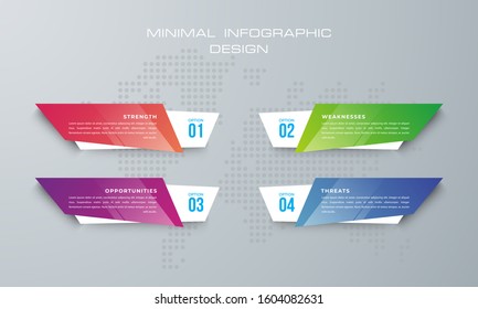 Infographic template with 4 options; workflow; process chart; Timeline infographics design vector can be used for workflow layout; diagram; annual report; web design; steps or processes. - Vector
