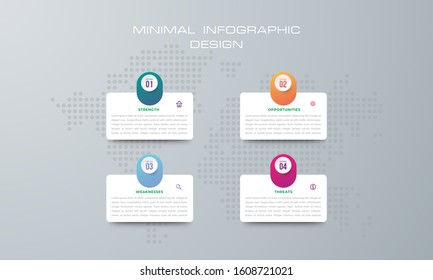Infographic template with 4 options, workflow, process chart,Timeline infographics design vector can be used for workflow layout, diagram, annual report, web design, steps or processes. - Vector
