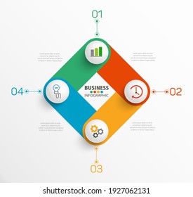 Infographic template with 4 options, workflow, process chart. Can be used for workflow layout, diagram, annual report, web design, steps or processes 