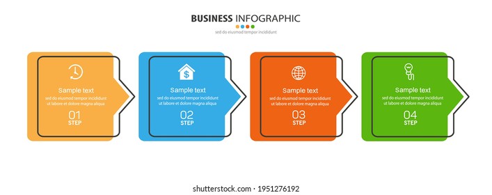 Infographic template with 4 options, workflow, process chart. Can be used for workflow layout, diagram, annual report, web design, steps or processes 