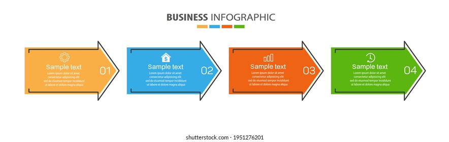 Plantilla de infografía con 4 opciones, flujo de trabajo, diagrama de procesos. Se puede utilizar para diseño de flujo de trabajo, diagrama, informe anual, diseño web, pasos o procesos 