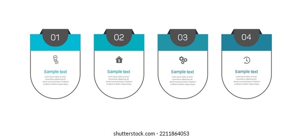 Infographic template with 4 options, workflow, process chart. Can be used for workflow layout, diagram, annual report, web design, steps or processes  