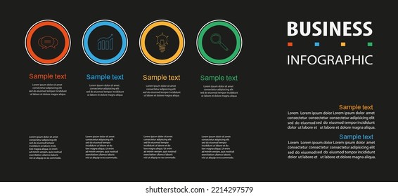 Infographic template with 4 options, workflow, process chart. Can be used for workflow layout, diagram, annual report, web design, steps or processes  