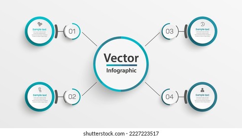 Plantilla de infografía con 4 opciones, flujo de trabajo, diagrama de procesos. Se puede utilizar para diseño de flujo de trabajo, diagrama, informe anual, diseño web, pasos o procesos  
