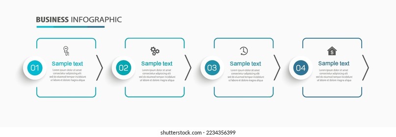 Infographic template with 4 options, workflow, process chart. Can be used for workflow layout, diagram, annual report, web design, steps or processes  